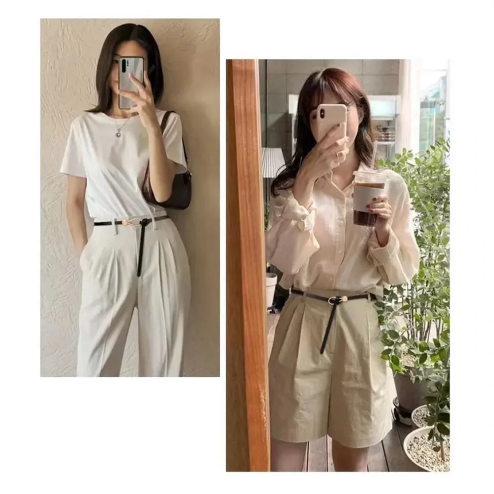 Black Trendy Knotted Skinny Thin Belt For Women Classic Solid Color Faux Leather